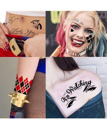 TASROI Harley Quinn Temporary Tattoo Stickers - Set of 5 Sheets for Men and Women, Suicide Squad and Birds of Prey Inspired, Perfect for Halloween and Cosplay - Buy Online on GoSupps.com