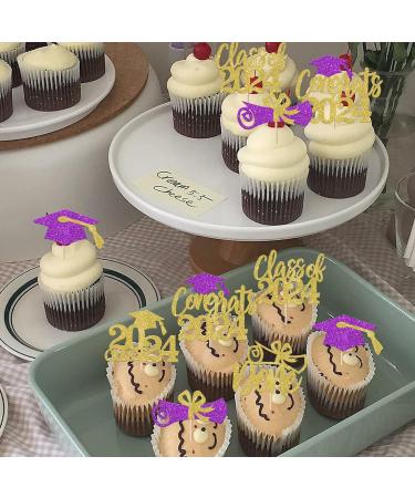 Rsstarxi 24 Pack Class of 2024 Cupcake Toppers 2024 Graduation Food Appetizer Picks 2024 Congrats Grad Cap Done Diploma Cupcake Picks for 2024 Graduation Theme Party Cake Decorations Gold Purple - Buy Online on GoSupps.com