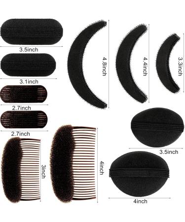 11-Piece Women's Sponge Hair Bump Up Inserts & Clips for DIY Hairstyles - Black/Brown - Buy Online on GoSupps.com