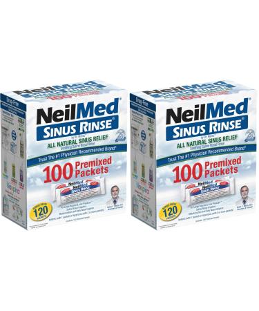NeilMed Sinus Rinse All Natural Relief Premixed Refill Packets 100 Count (Pack of 2)