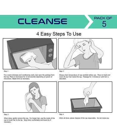 Deluxe Rinse Free Shampoo and Conditioning Cap 5 Pack - Waterless Shower Cap for Quick & Easy Hair Cleansing - No Water Needed - 3 Minutes Anytime, Anywhere - Buy Online on GoSupps.com