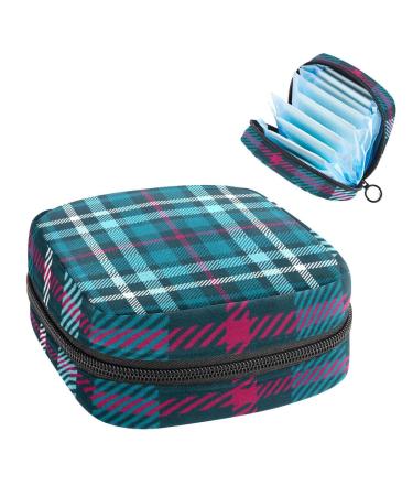 Women's bonds Storage pockets Stillpad holder blue Scottish plaid Portable period kit pocket feminine product bag for women girls color3