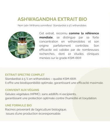 Ashwagandha BIO KSM-66 Extrait Brevet Full Spectrum 1200 mg Gestion du Stress Sommeil Vitalit Fertilit R gulation du Cortisol Nootrolab  - Buy Online on GoSupps.com