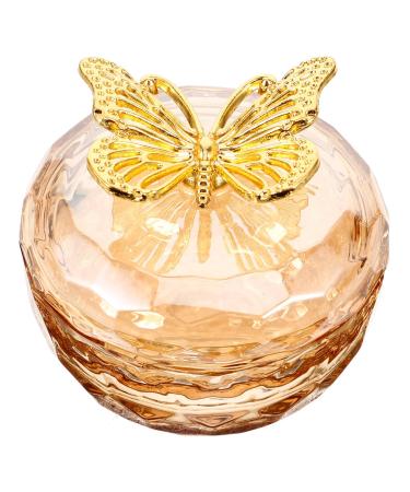 Baluue Dappen Dish Golden Apple Shaped Glass Crystal Dappen Dish Cup Nail Art Liquid Powder Nail Crystal Bowl with Butterfly Top Lid for Nail Art Manicure