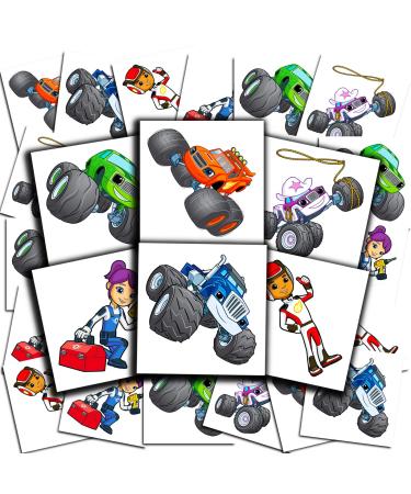 Blaze and the Monster Machines Tattoos Party Favors Bundle   70+ Pre-Cut Individual 2 x 2 Blaze Temporary Tattoos for Kids Boys Girls (Blaze Party Supplies MADE IN USA)