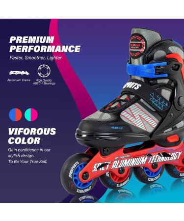 2PM SPORTS Adjustable Kids Inline Skate | Red & Black Roller Blades for Boys and Girls | Beginner Skates | Large-Youth (4Y-7Y US) - Buy Online on GoSupps.com