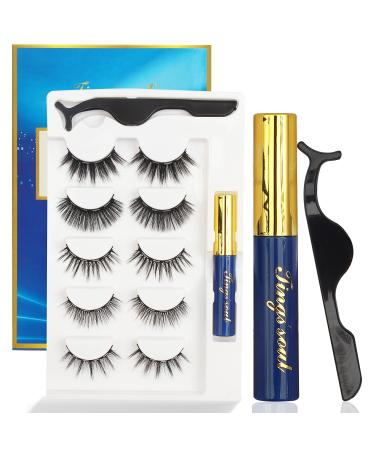 TING'S SOUL Eyelashes Magnetic Lashes Natural Fake 3D Lashes that Look Like Extensions False Eyelashes Magnetic (5 Pairs/ Style A)