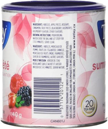 Tetley Summerberries Herbal Tea with Rosehip - 20 Tea Bags 40 Grams Naturally Caffeine Free SummerBerriesHerbalTea - Buy Online on GoSupps.com