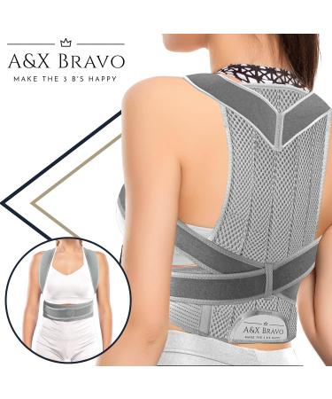 A&X Bravo Posture Corrector - Adjustable Lumbar Support for Men and Women, Back Brace for Improved Posture & Pain Relief - XXL Grey - Buy Online on GoSupps.com