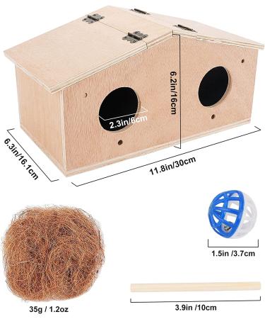PetNanny Parakeet Nesting Box with Bamboo Bird's Nest & Coconut Shreds - Birdhouse Kit for Breeding & Playtime | Ideal for Parrots, Swallows, and Small Birds - Buy Online on GoSupps.com