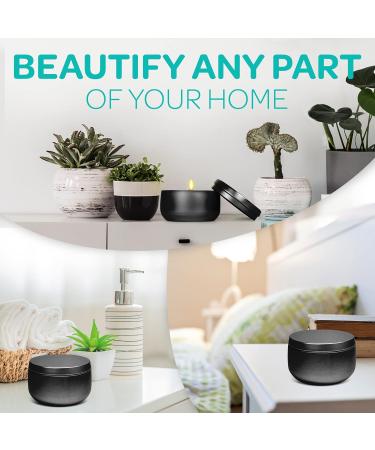 24 Pack Hearts & Crafts Black Candle Tin 8oz with Lids - Bulk Candle Jars for Crafts & Gifts - Buy Online on GoSupps.com