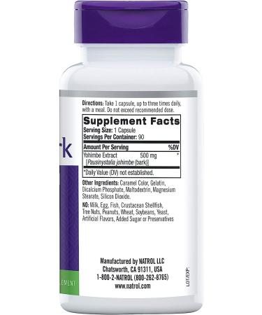 Natrol Yohimbe Bark 500mg Capsules - 90 Count | Natural Energy Booster - Buy Online on GoSupps.com