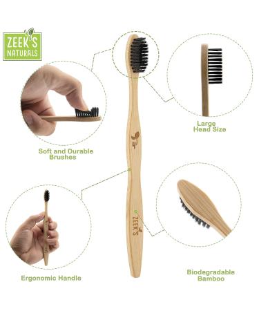 Pack of 4 Bamboo Charcoal Toothbrushes with Numbered Handles - Eco-Friendly & Biodegradable - Buy Online on GoSupps.com