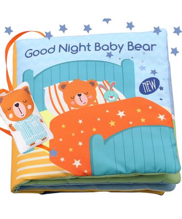 Teddy Soft Baby Book Activity Quiet Cloth Books Developmental Toys Interactive Baby Books for Babies Toddlers Infants kids Baby Boy Girls Machine Washable Toys Fabric Soft Book Goodnight Gift Box 1-Goodnight Teddy Bear