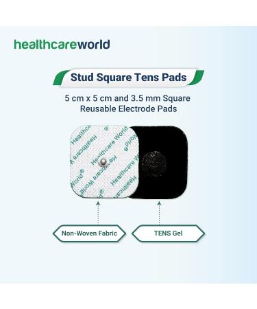 TENS Electrode Pads 5x5cm with Stud Connection 3.5mm Stud (4 Pieces) Shoulder Knee arm Back Muscle Pain Relief - Buy Online on GoSupps.com