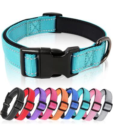 Heele dog collar dog collar made of nylon reflective collar dog with soft neoprene padded for puppies small medium large dogs sky blue s: longitudinal 26-38cm (1 Pack) sky blue