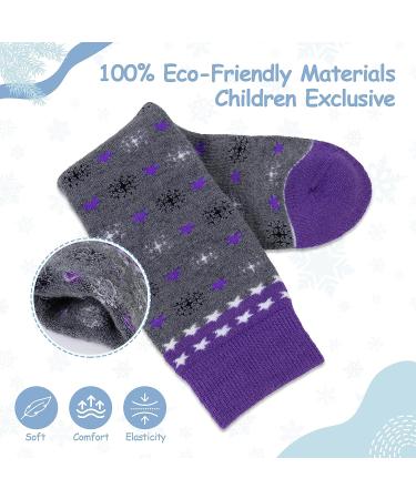 Kids Merino Wool Ski Socks - Lightweight & Warm - Blizzard Purple - 9-12 Years - Buy Online on GoSupps.com