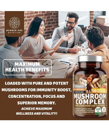 N1N Premium Mushroom Complex - 10X Powerful Mushrooms for Health, Brain Function, Energy - 60 Veg Caps - Buy Online on GoSupps.com