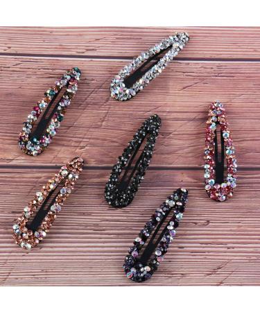 Sparkly AB Crystal Hair Clips - Handmade Rhinestone Snap Barrettes for Women & Girls (6 Colors, 6 Pcs) - Wedding Decorative Bling Hair Accessories - Buy Online on GoSupps.com