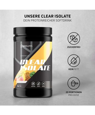 Neosupps Clear Whey Isolate - Mango-Pineapple Flavor | Light Water-Soluble Protein Powder | Perfect Alternative to Lemonade & Fruit Juices - Buy Online on GoSupps.com