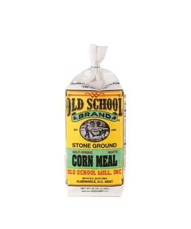 Authentic Old School Brand Stone Ground, Self-Rising, White Cornmeal (2 Pound Bag) - Made with NON-GMO Select North Carolina White Corn