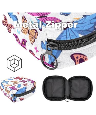 Colorful Menstruation Pocket & Zipper Bag for Women | Tampon & Napkin Organizer - Butterflies Design - Buy Online on GoSupps.com