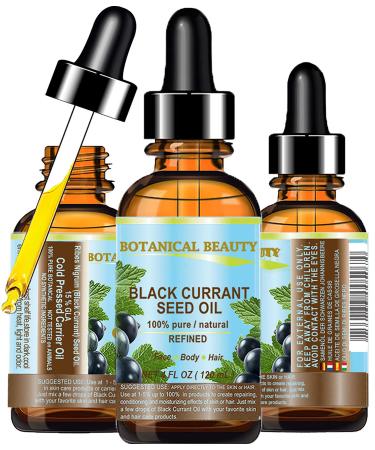Botanical Beauty BLACK CURRANT SEED OIL. 100% Pure Natural Undiluted Refined Cold Pressed Carrier Oil for Skin Hair Lip and Nail Care (4 Fl Oz) 4 Fl Oz (Pack of 1)