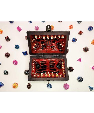 Conjurer Co. Mimic Dice Chest Storage Box - Free Lock & Key - Holds 4 Sets of Polyhedral Dice - for Dungeons & Dragons Players and DMs - Buy Online on GoSupps.com