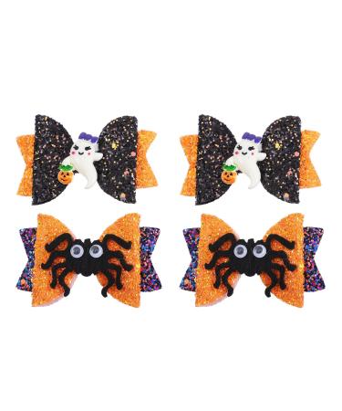 Beaupretty Halloween Bowknot Hair Clips 4Pcs Glitter Hair Bogen Clips Spider Spast Hairpange hair needle hair clips for children halloween party hair accessories - Buy Online on GoSupps.com