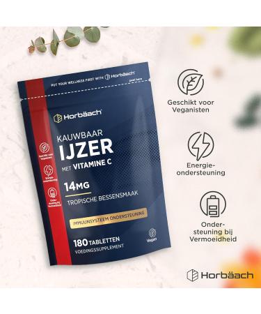 Horbaach Iron and Vitamin C 180 Chewable Tablets Iron 14mg and Vitamin C 80mg Supplement 2 Months Delivery Horbach - Buy Online on GoSupps.com
