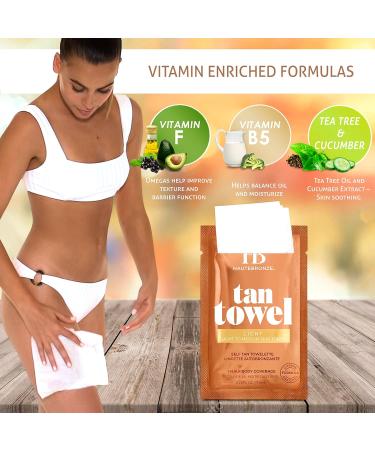 Tan Towels for Fair to Medium Skin Tones - Self Tanning Wipes 10 Pack - Streak-Free Application - Buy Online on GoSupps.com