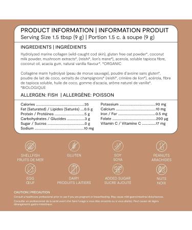 Landish Marine Collagen Functional Coffee Creamer with Reishi and Lion's Mane Mushrooms Joint Health Skin Hair Nails Immune Support Dairy-Free Vanilla-Flavoured 270 g - Buy Online on GoSupps.com