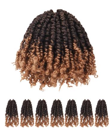 Passion Twist Crochet Hair for Black Women-7 Packs 6 Inches Ombre Blonde Short Pre-twisted Pre Looped Crochet hair,Synthetic Braiding Hair Extensions(T1B/27) 6 Inch (Pack of 7) T1B/27