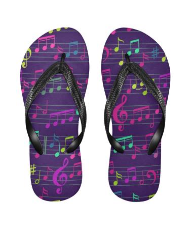 Mnsruu flip-flops with an abstract music note key purple for home hotel spa bedroom travel XL for women and men X-Large