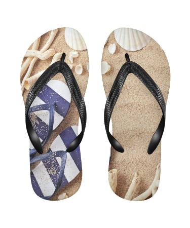 Mnsruu Wooden Board Beach Starfish Sand Flip Flops Flip Sandal Home Slippers Hotel Spa Bedroom Travel M for Men Women