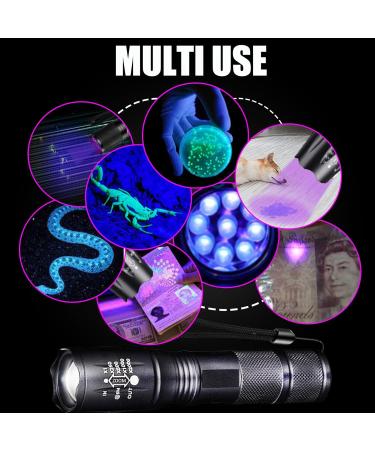 ZASHMART UV Torch 87MM L 9LED Torch 395 NM Black Flashlight Powerful UV Light Pets Urine Detector 26MM Dia Ultraviolet Light Cat Dog Bed Dry Urine Detector (Pack of 5) (2 Modes Zoom Torch) - Buy Online on GoSupps.com