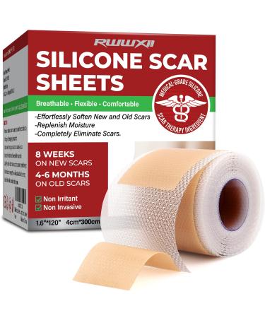 Silicone Scar Sheets Silicone Scar Tape(1.6x 120 Roll-3M)  Scars Treatment  Reusable And Effective Scar Removal Strips  Silicone Tape for Scars  Keloid  C-Section  Surgery  Burn  Acne et