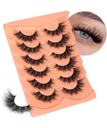 Lashes Mink Fluffy Natural False Eyelashes Cat Eye Fake Lashes Wispy Volume Eyelashes 17mm Faux Mink Lashes that Look Like Extensions by Eefofnn