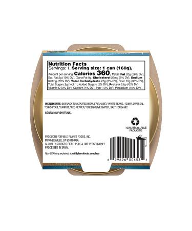 Wild Planet Ready-To-Eat Wild Tuna White Bean Salad with Organic Chickpeas, Carrots, Red Peppers & Green Olives - Pack of 4 | 5.6oz - Buy Online on GoSupps.com