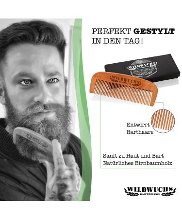 Wildwuchs Beard Comb - Premium Wooden Comb for Men | Gift Case Included for Natural & Healthy Beard Growth - Buy Online on GoSupps.com