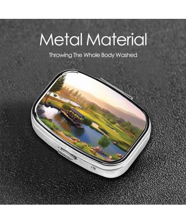Golf Resort Park Printed Square Pill Box - Portable Travel Medicine Organizer for Effortless Health Management - Buy Online on GoSupps.com