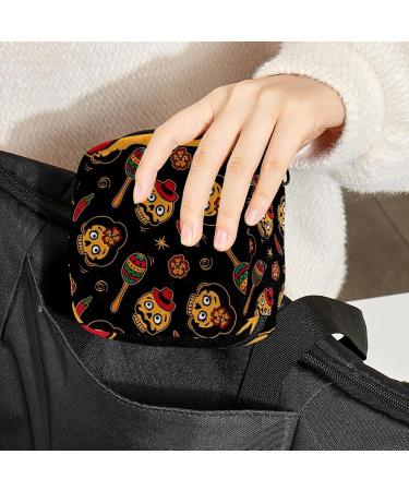 Sugar Skulls Menstrual Pad & Cup Storage Bag - Portable Zipper Pouch for Teens & Women - Buy Online on GoSupps.com