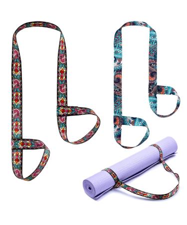 2 Pcs Yoga Mat Strap Sling Adjustable Thick Yoga Mat Carrier Stretching Strap Yoga Mat Sling Yoga Mat Holder Women Stretching Band