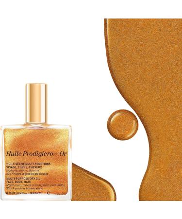 Prodigiero Huile Shimmer Multi-Purpose Dry Oil UXE - Luxurious Radiant Glow and Hydration for Face Body & Hair 1.6 Fl Oz - Buy Online on GoSupps.com