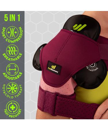 Sport Shoulder Bandage with Cooling Pads - Adjustable Neoprene Support for Rotator Cuff - Cold & Heat Therapy for Men & Women (S/M Bordeaux) - Buy Online on GoSupps.com