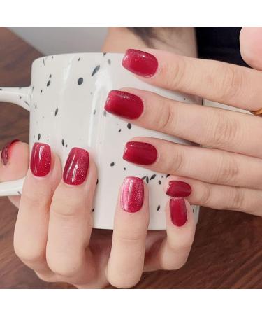 Handmade Press On Nails-Short Red Cat Eye with Removable and Reusable Design for Luxury and Elegant Nail enhancement (Color : Xs) - Buy Online on GoSupps.com