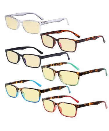 Eyekepper 6-pack Reading Glasses Blue Light Blocking Yellow Tinted +3.00 Blue Light Blocking-b60-6 Pairs 3.0 x