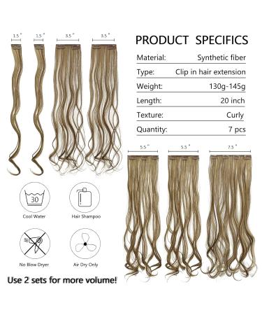 Buy Feshfen Clip-In Extensions Set - 16 Clips Wavy Hair - 50cm Golden Brown & Light Blonde | Synthetic Hair Extensions for Women - Buy Online on GoSupps.com