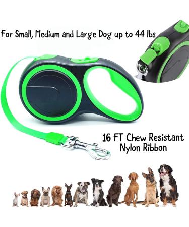 Cian Retractable Dog Leash 16 ft Strong Durable Walking Leash Reinforced Nylon Ribbon One Touch Upgraded Locking System One Button Break Tangle-Free Anti-Slip Rubberized Handle (Green) - Buy Online on GoSupps.com