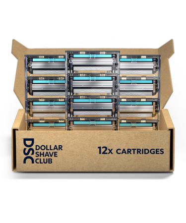 Dollar Shave Club | 4-Blade Club Razor Refill Cartridges, 12 Count | Precision Cut Stainless Steel Blades, Great For Longer Hair and Hard to Shave Spots, Optimally Spaced For Easy Rinsing, Silver/Teal 12 Count (Pack of 1)